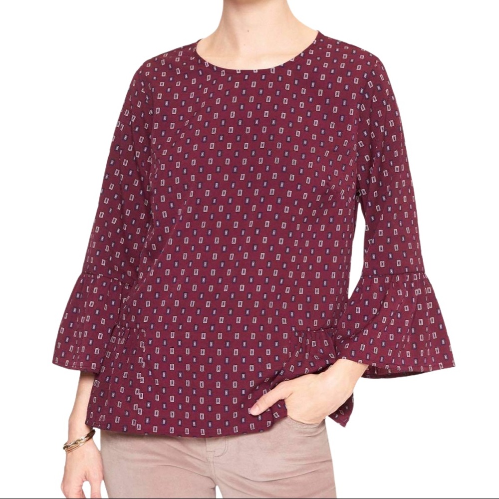 Banana Republic Print Sleeve Blouse